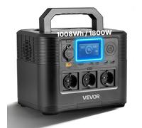 VEVOR, central eléctrica portátil, generador solar de 1800W, batería de respaldo LiFePO4 de 1008Wh con 8 salidas, ideal para emergencias en el hogar, camping al aire libre y viajes en autocaravana (pa