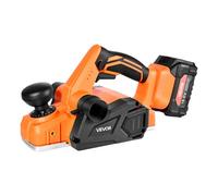 VEVOR Cepilladora Inalámbrica para Madera, Ancho de Corte 82 mm, 15 000 RPM, con Batería de Litio 4,0 Ah y 18 V, Motor sin Escobillas, Profundidad de Corte Ajustable y Bolsa de Recogida de Polvo