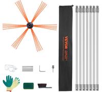 VEVOR: Cepillo para chimeneas de 7 metros, incluye 7 varillas. Cepillo para chimeneas, escoba para chimeneas, escoba de nylon, cepillo para chimeneas, cepillo para limpieza de chimeneas, limpiador par