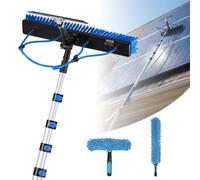 VEVOR Cepillo telescópico 2 en 1 para paneles solares, kit de limpieza fotovoltaica con telescopio de aluminio de 2-10m, conexión de agua de 20m, raspador y dispensador de jabón, cepillo de limpieza p