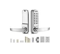 VEVOR Cerradura de Combinación Mecánica con Teclado de Una Cara 14 Teclas, Cerradura de Puerta sin Llave con Manija Adecuado para Puertas de 35 a 65 mm de Grosor para Oficina, Patio, Plateado