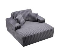 VEVOR Chaise Longue Relajante, Sofá Cama Tapizado con Cojines Decorativos y Reposabrazos, con Asiento Profundo para Salón y Dormitorio, de Esponja Altamente Elástica, 1240 x 1700 x 700 mm, Gris