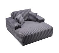 VEVOR Chaise Longue Relajante, Sofá Cama Tapizado con Cojines Decorativos y Reposabrazos, con Asiento Profundo para Salón y Dormitorio, de Esponja Altamente Elástica, 1240 x 1700 x 700 mm, Gris