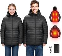 VEVOR Chaqueta Calefactable Hombre, Batería 7,4 V, Softshell Eléctrico, Resistente al Viento, 6 Zonas Calefacción y 3 Niveles Calentamiento, a Senderismo y Trabajo al Aire Libre, , Talla M