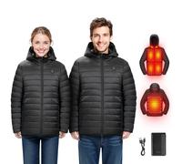 VEVOR Chaqueta Calefactable Mujer, con Batería de 7,4 V, Softshell, Ligera y Resistente al Viento, 4 Zonas de Calefacción y 3 Niveles de Calentamiento, para Trabajo al Aire Libre, Negro, Talla L