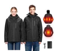 VEVOR Chaqueta Térmica para Mujer, Batería 7,4 V, Abrigo Calefactor Eléctrico Softshell, Cortavientos, Ligera, con 5 Zonas de Calefacción y 3 Niveles de Calor, Lavable a Máquina, Talla M, Negro