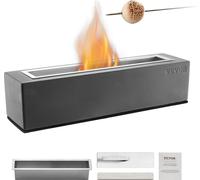 VEVOR, chimenea de 380 x 100 x 135 mm, hormigón, chimenea de mesa, cesta para fuego, recipiente para fuego, ideal para terraza y balcón, con cubierta para extintor, de forma rectangular, color gris cl