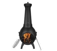 VEVOR Chimenea de Leña Exteriores 457 mm, Chimenea Esférica para Barbacoa y Calentamiento con Malla para Parrilla Revestimiento para Tapa a Prueba de Óxido para Patio, Jardín, 430 x 420 x 1120 mm