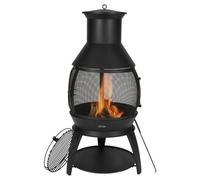 VEVOR Chimenea de Leña para Exteriores 508 mm, de Hierro, para Barbacoa y Calentamiento con Malla para Parrilla Revestimiento para Chimenea y Tapa a Prueba de Óxido para Patio, φ 500 x 1100 mm