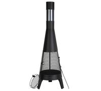 VEVOR Chimenea de Leña para Exteriores 508 mm, para Barbacoa y Calentamiento con Malla para Parrilla Revestimiento para Chimenea y Tapa a Prueba Óxido para Patio, Jardín, Negro, φ 508 x 1495 mm