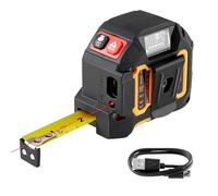 VEVOR Cinta Métrica Láser 2 en 1 Recargable 41 m y Cinta Métrica Magnética de 4,8 m, 4 Modos: Longitud, Área, Volumen, Continuo, Pies/Pulgadas/Metros/Pies+Pulgadas, para Exteriores y Decoración
