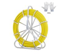 VEVOR Cinta para pescar de fibra de vidrio 200 m 6,35 mm extractor de alambre para cinta de pescar para conductos, varilla para correr cables con soporte de carrete de acero, 3 cabezales de tracción