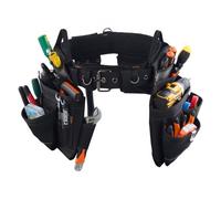 VEVOR Cinturón Portaherramientas, 18 Bolsillos, para Trabajadores de la Construcción, Electricistas, y Carpinteros, Organizador de Delantal, Ajustable de 800 a 1310 mm, 1420 x 360 x 115 mm, Negro
