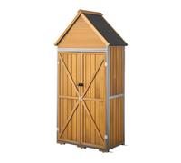 VEVOR Cobertizo de Jardín para Almacenamiento Caseta de Jardín Exterior, con Estantes Puerta con Cerrojo Techo a Dos Aguas, Marco de Madera y Metal, para Organización de Herramientas en Patio Terraza