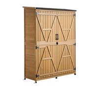 VEVOR Cobertizo de Jardín para Almacenamiento Caseta de Madera de Exterior, con Tejado Inclinado Puerta con Cerrojo Estantes, a Prueba de Lluvia, Armario para Herramientas en Jardín Patio Terraza