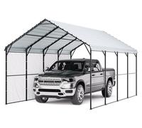 VEVOR - Cobertura metálica para vehículos de alta resistencia, 12' x 20'. Estructura para vehículos de exterior con marco y techo de acero galvanizado. Garaje tipo toldo para automóviles con paredes l