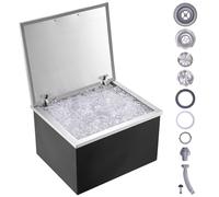 VEVOR Cofre de Hielo, 710 mm de Largo x 406 mm de Ancho x 437 mm de Alto, Enfriador de Hielo de Acero Inoxidable, Contenedor de Hielo Comercial con Cubierta con Bisagras, Aleación de Aluminio de Mango