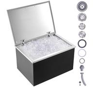 VEVOR Cofre de Hielo, 710 mm de Largo x 508 mm de Ancho x 437 mm de Alto, Enfriador de Hielo de Acero Inoxidable, Contenedor de Hielo Comercial con Cubierta con Bisagras, Aleación de Aluminio de Mango