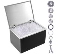 VEVOR Cofre de Hielo, 710 mm de Largo x 508 mm de Ancho x 437 mm de Alto, Enfriador de Hielo de Acero Inoxidable, Contenedor de Hielo Comercial con Cubierta con Bisagras, Aleación de Aluminio de Mango