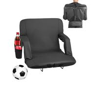 VEVOR Cojín de Asiento de Estadio Plegable, con 6 Ángulos Ajustables, con Reposabrazos, Respaldo y Portavasos, Asiento de Grada para Picnics, Playa, Deportes y Juegos, 560 x 580 x 470 mm, Negro