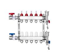 VEVOR Colector de Calor Radiante de 5 Derivaciones, Colector de Tubería PEX de Acero Inoxidable SUS304 para Calefacción por Suelo Radiante Hidrónico, con Adaptadores, 440 x 370 x 110 mm, 0-5 L/min