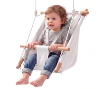 VEVOR Columpio para Bebés Capacidad de Carga 30 kg Columpio Infantil Blanco | Hamaca para Interior y Exterior, con Arnés de Seguridad, Marco de Madera, Asiento Acolchado, Apto para Niños de 6-36 Meses