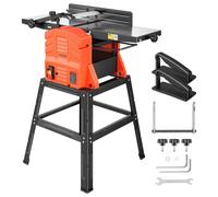 VEVOR, combinada de fresadora de mesa y cepilladora, 254 mm, 2,4 CV, 8000 RPM. Cepilladora de mesa para madera con soporte, con dos cuchillas rectas, mesa de aluminio fundido, profundidad ajustable de