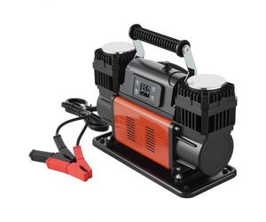 VEVOR Compresor de Aire de Doble Cilindro para Trabajo Pesado, Inflador de Neumáticos Portátil con Parada Automática 300 L/min, con Pantalla Digital LCD y Adaptadores para Camiones, Coches, SUV
