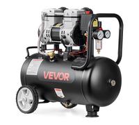 VEVOR Compresor de Aire Portátil con Depósito 24 L sin Aceite, Motor de 1,1 kW, 68 L/min a 6,2 bar Presión Máxima 8 bar, con Ruedas para Herramientas Neumáticas, Garaje, Inflado, Taller y Reparación