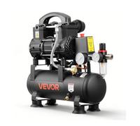 VEVOR Compresor de Aire Portátil con Depósito 6 L sin Aceite, Motor de 0,75 kW, 71 L/min a 6,2 bar, Presión Máxima 8 bar, con Ruedas para Garaje, Inflado, Reparación, Taller y Herramientas Neumáticas