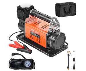 VEVOR Compresor de Aire Resistente 12 V Inflador de Neumáticos 200 L/min Kit de Inflador de Neumáticos 10,3 Bar Bomba de Aire Todoterreno con Adaptadores, Manómetro, para Camiones, Coches, SUV, RV