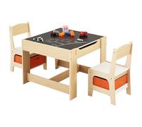 VEVOR Conjunto de Asientos para Niños de 2 a 8 Años Mesa y Silla Infantil | para Leer, Aprender, Dibujar y Escribir, con 2 Sillas y Caja de Almacenamiento de Tela Debajo de las Sillas, para Guardería