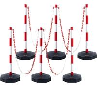 VEVOR: Conos de señalización vial, postes de barrera, juego de 6 unidades, 285 x 285 mm. Conos de señalización vial, conos de señalización con cadena, postes de barrera vial. Color: rojo y blanco. Fab
