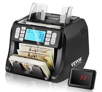 VEVOR Contador de Billetes con Detección de Falsificaciones UV, MG, IR y DD, Máquina Contadora de Efectivo en USD y EUR con Modos de Adición y Lotes, LCD Grande y Pantalla Externa