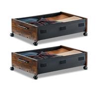 VEVOR Contenedor de Almacenaje para Debajo de Cama con Ruedas 65 x 46 x 18 cm 2 Piezas Caja Bajo Cama con Tapa Transparente Organizador de Ropa, Zapatos, Mantas para Dormitorios, Salas de Estar