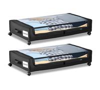 VEVOR Contenedor de Almacenaje para Debajo de Cama con Ruedas 77 x 47 x 17,3 cm 2 Piezas Bolsa Bajo Cama con Tapa Transparente Organizador de Ropa, Zapatos, Mantas para Dormitorios, Salas de Estar