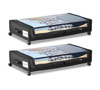 VEVOR Contenedor de Almacenaje para Debajo de Cama con Ruedas 77 x 47 x 17,3 cm 2 Piezas Bolsa Bajo Cama con Tapa Transparente Organizador de Ropa, Zapatos, Mantas para Dormitorios, Salas de Estar