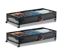 VEVOR Contenedor de Almacenaje para Debajo de Cama con Ruedas 91,5 x 46 x 18,5 cm 2 Piezas Bolsa Bajo Cama con Tapa Transparente Organizador de Ropa, Zapatos, Mantas para Dormitorios, Salas de Estar