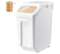 VEVOR Contenedor de Almacenamiento de Arroz 20 L, de PP, con Tapa, Blanco | Para Despensa de Cocina, Recipiente Apilable para Alimentos, para Cereales, Granos, Comida de Mascotas, con Taza Medidora