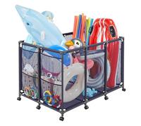 VEVOR Contenedor de Almacenamiento para Piscina, 125 x 84 x 84 cm, Cesta de Almacenamiento, con Ruedas con Freno Bolsillos Laterales, Organizador de Malla para Accesorios de Natación Juguetes Pelotas