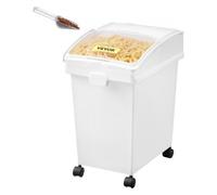 VEVOR Contenedor de Harina 15 kg, Contenedor de Arroz 3 piezas / juego con Tapas y Ruedas Blanco, Contenedor de Almacenamiento de Arroz de Alta Capacidad, Dispensador de Cereales, Arroz Dispensador