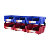 VEVOR Contenedor de Pernos 6 Cajas de Almacenamiento Apilables para Taller 276 x 279 x 128 mm Combinación Azul/Roja Contenedor de Herramientas para Armario, Cocina, Oficina, Despensa, Estante, Pared