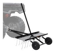 VEVOR Cortacéspedes de Remolque detrás de 1015 x 1140 x 865 mm con 20 Púas de Acero de Resorte, Rastrillo de Césped para ATV o Cortacésped, con Mango de Elevación para Césped de Granja de Jardín