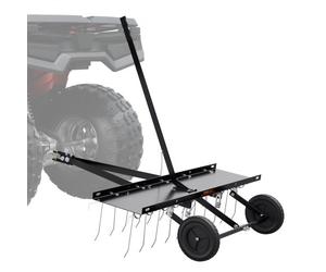 VEVOR Cortacéspedes de Remolque detrás de 1015 x 1140 x 865 mm con 20 Púas de Acero de Resorte, Rastrillo de Césped para ATV o Cortacésped, con Mango de Elevación para Césped de Granja de Jardín