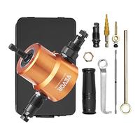 VEVOR Cortador de chapa de doble cabeza, accesorio de taladro de metal de 360 grados con perforador y troquel adicionales, accesorio de agujero de corte y broca escalonada, para corte recto y circular