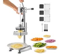 VEVOR Cortador de Papas Fritas Picador de Frutas y Verduras de Acero Inoxidable con 3 Cuchillas de Repuesto de 12,7 / 9,525 / 6,35 mm Cortador Manual de Papas para Restaurantes, Cocinas Domésticas
