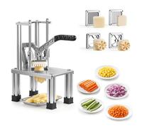 VEVOR Cortador de Patatas Fritas con 4 Cuchillas de Repuesto 0,9 cm, 0,6 cm, 6 Cuñas y Descorazonador de 6 Cuñas, Cortadora de Verduras Soporte Estable en 4 Esquinas para Restaurantes, Cocinas