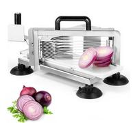 VEVOR Cortador de tomates comercial, máquina resistente de acero inoxidable de 3/8 pulgadas, manual con pies antideslizantes, para cortar tomates, pepinos, plátanos