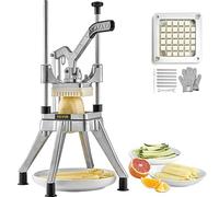 VEVOR Cortador de Verduras Profesional Manual Comercial de Acero Inoxidable con Cuchilla de 1,27 cm Cortador de Patatas Cortadora Multifunción de Frutas con 2 Cuchillas de Repuesto para Cocinas