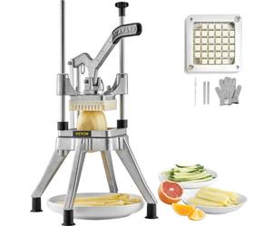 VEVOR Cortador de Verduras Profesional Manual Comercial de Acero Inoxidable con Cuchilla de 1,27 cm Cortador de Patatas Cortadora Multifunción de Frutas con 2 Cuchillas de Repuesto para Cocinas